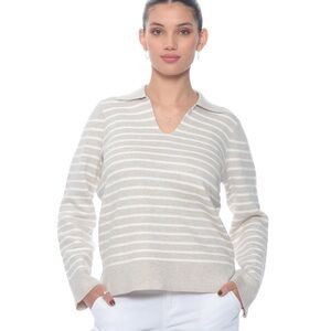Cyprus Striped Beige and White Women's Sweater